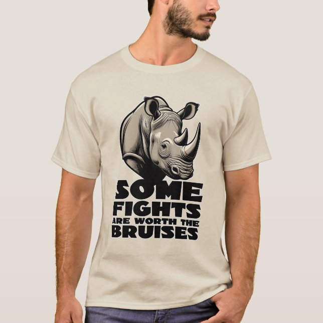 Save The Rhino Resilience Fight Design. T-Shirt (Front)