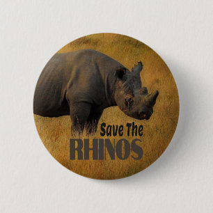 Save The Rhinos 6 Cm Round Badge