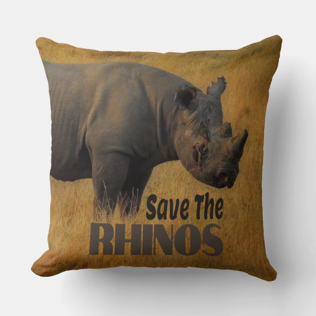 Save The Rhinos Cushion (Front)