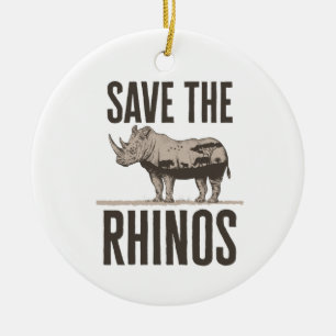 Save the Rhinos Rhino Animal Activist Conservation Ceramic Tree Decoration