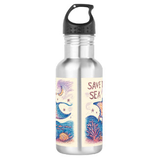 Save the Sea - Colour Pencil Ocean Art 532 Ml Water Bottle