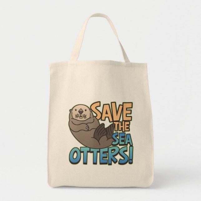 Save The Sea Otters Tote Bag (Front)