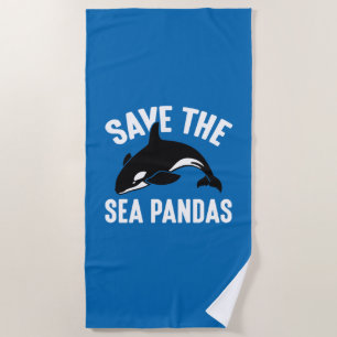 Save The Sea Pandas Beach Towel