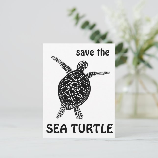 Save the Sea Turtle Tortoise Climate Change  Postcard (Standing Front)