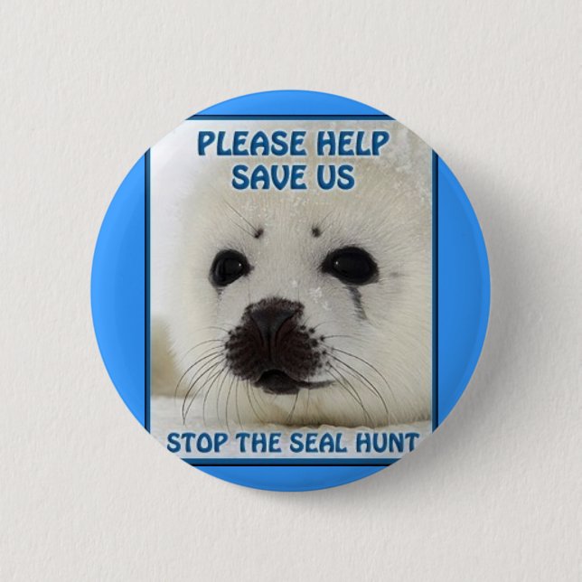 save the seals 6 cm round badge (Front)