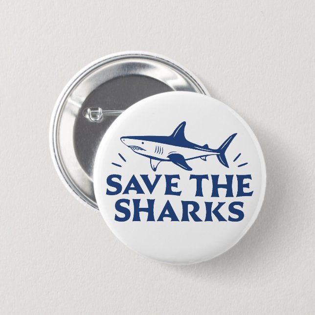 Save the sharks 6 cm round badge (Front & Back)