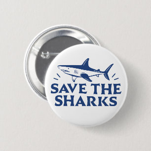 Save the sharks 6 cm round badge