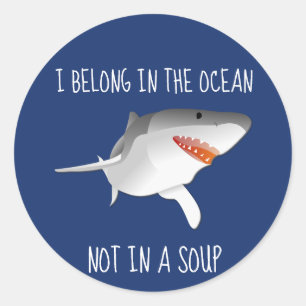 Save the Sharks Stop Finning Fin Soup Classic Round Sticker