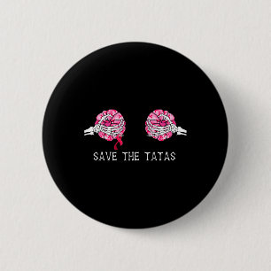 Save The T.a.T.a.s Pumpkin Breast Cancer Awareness 6 Cm Round Badge