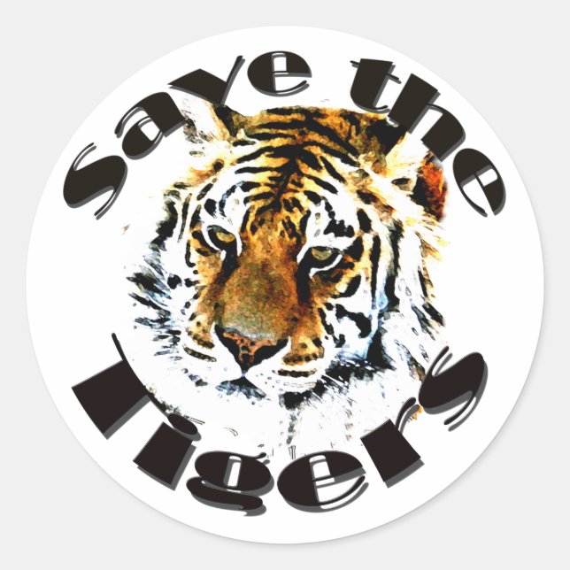 Save the Tigers Classic Round Sticker (Front)