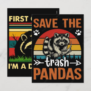 Save The Trash Pandas Colourful Graphic Racoon T-S Holiday Postcard