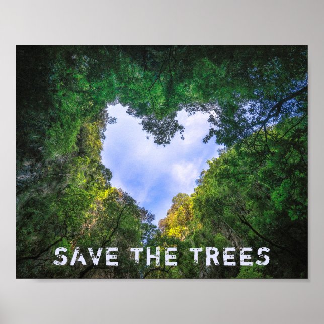 Save The Trees Forest Heart Landscape Eco Poster (Front)