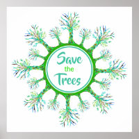 Save the Trees Modern Green Poster