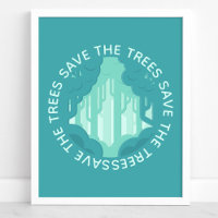 Save The Trees Teal Circular Forest Modern Ecology