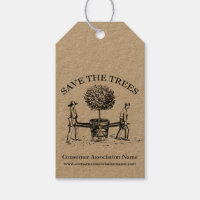 Save the Trees Vintage Illustration K gift tag 1