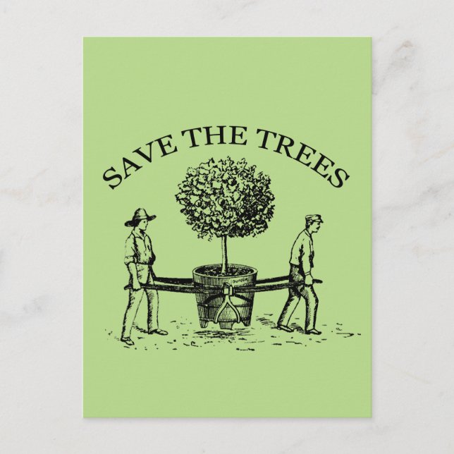 Save the Trees Vintage Illustration Postcard 1 (Front)