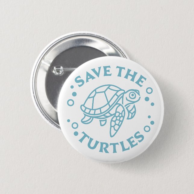 Save the turtles 6 cm round badge (Front & Back)