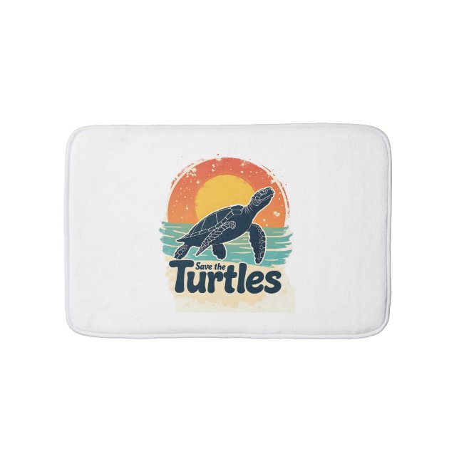 Save The Turtles Animal Rights Sea Turtle Retro St Bath Mat (Front)