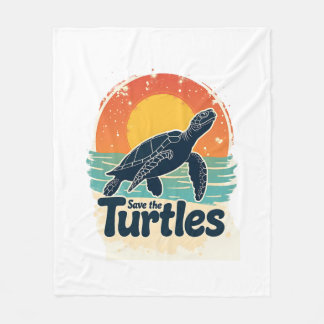 Save The Turtles Animal Rights Sea Turtle Retro St Fleece Blanket