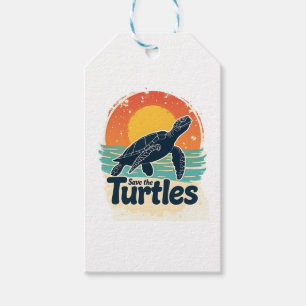 Save The Turtles Animal Rights Sea Turtle Retro St Gift Tags