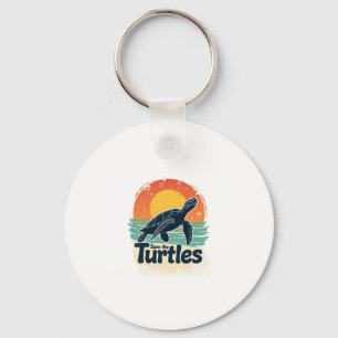 Save The Turtles Animal Rights Sea Turtle Retro St Key Ring