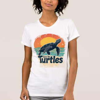 Save The Turtles Animal Rights Sea Turtle Retro St T-Shirt