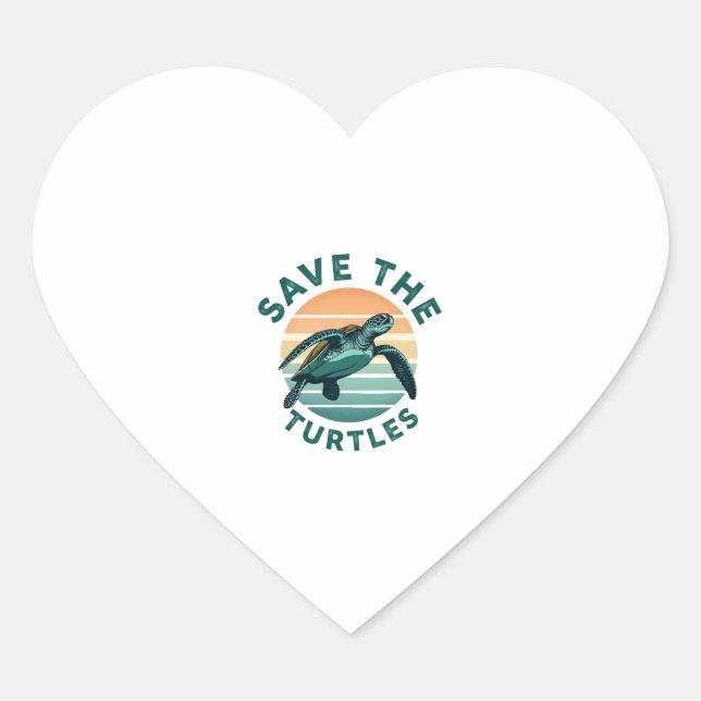 Save The Turtles Animal Turtle Pet Lover (1) Heart Sticker (Front)