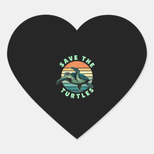 Save The Turtles Animal Turtle Pet Lover (3) Heart Sticker