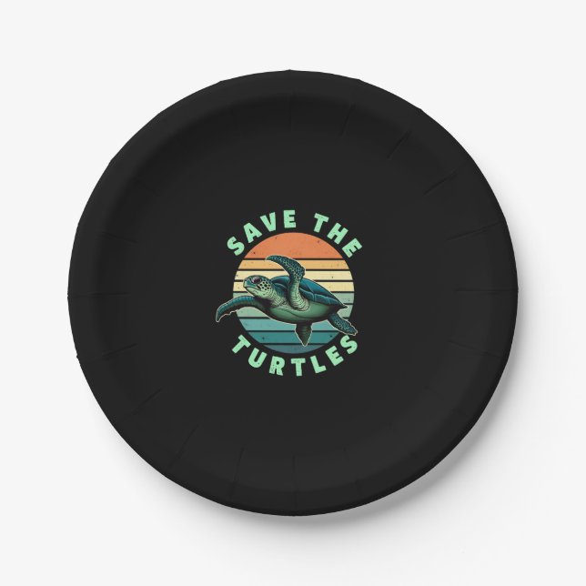 Save The Turtles Animal Turtle Pet Lover (3) Paper Plate (Front)