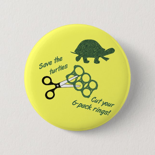 Save the Turtles Cut Six Pack Rings 6 Cm Round Badge (Front)