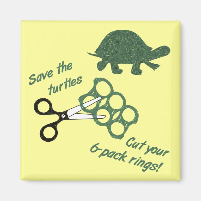 Save the Turtles Cut Six Pack Rings Magnet (Front)