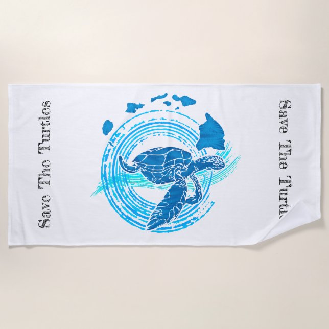 Save The Turtles Eco Badge Beach Towel (Front)