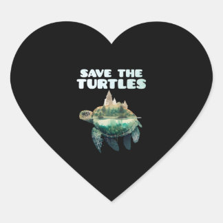Save the Turtles endangered animals Earth Heart Sticker