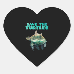 Save the Turtles endangered animals Earth Heart Sticker