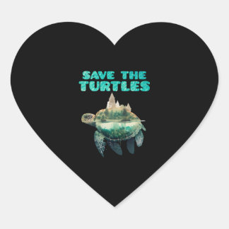 Save the Turtles endangered animals Earth Heart Sticker