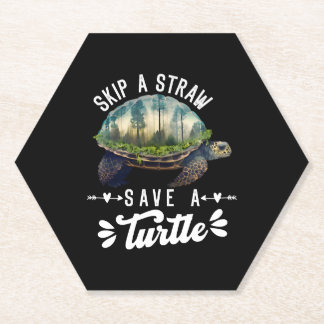 Save the Turtles Environmental Protection Ocean    Paper Coaster