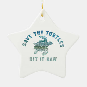 Save The Turtles Hit It Raw Ceramic Tree Decoration