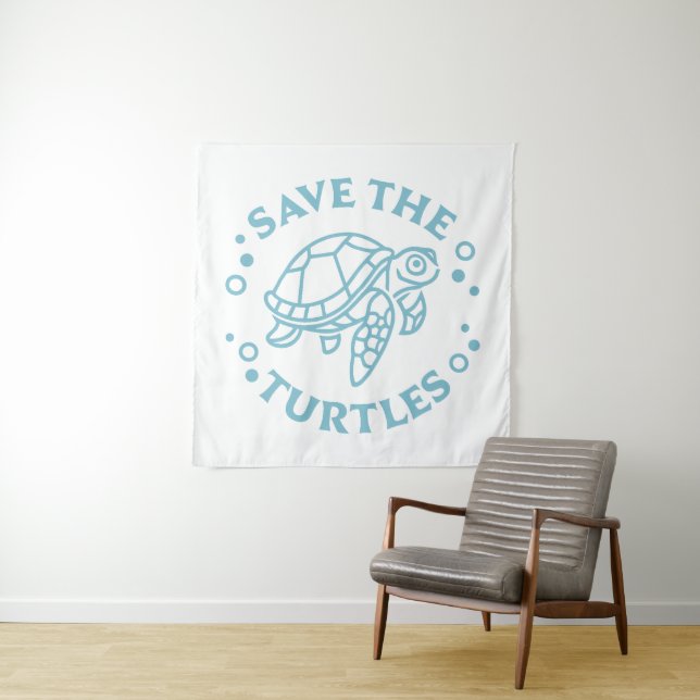 Save the turtles marine wildlife animals tapestry (In Situ)