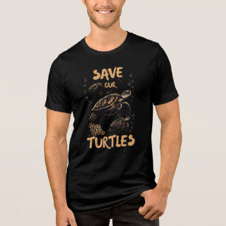Save The Turtles T-Shirt, Eco Friendly Sea Turtle Tri-Blend Shirt