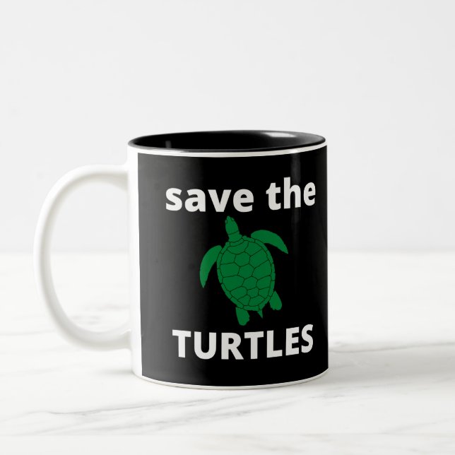 SAVE THE TURTLES Two-Tone COFFEE MUG (Left)