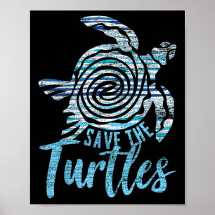 Save The Turtles Vintage Earth Day Poster