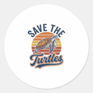 Save The Turtles Vintage Sea Turtle T-Shirt Design Classic Round Sticker