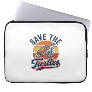 Save The Turtles Vintage Sea Turtle T-Shirt Design Laptop Sleeve