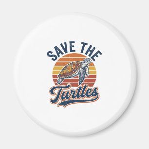 Save The Turtles Vintage Sea Turtle T-Shirt Design Magnet