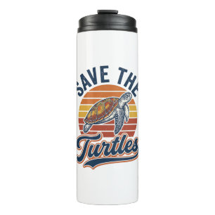 Save The Turtles Vintage Sea Turtle T-Shirt Design Thermal Tumbler