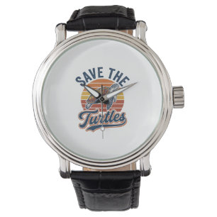 Save The Turtles Vintage Sea Turtle T-Shirt Design Watch