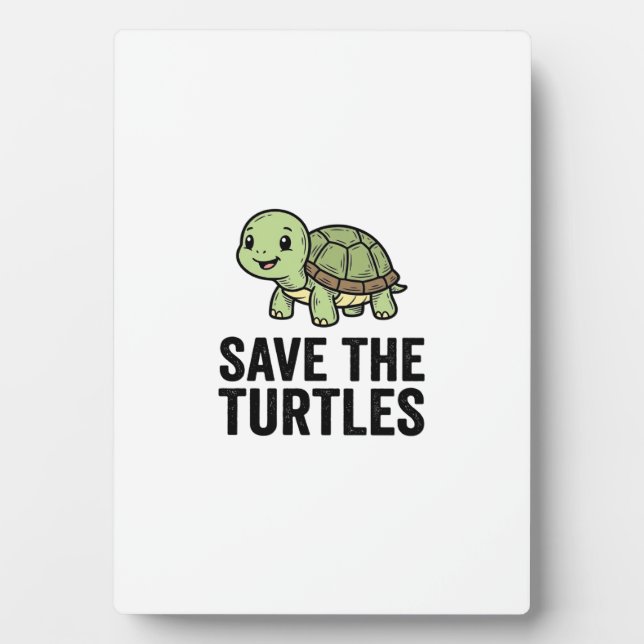Save The Turtles Vintage Turtle Conservation Shirt Plaque (Front)