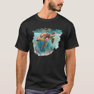 Save The Turtles  Watercolor Sea Turtle  Ocean Ani T-Shirt