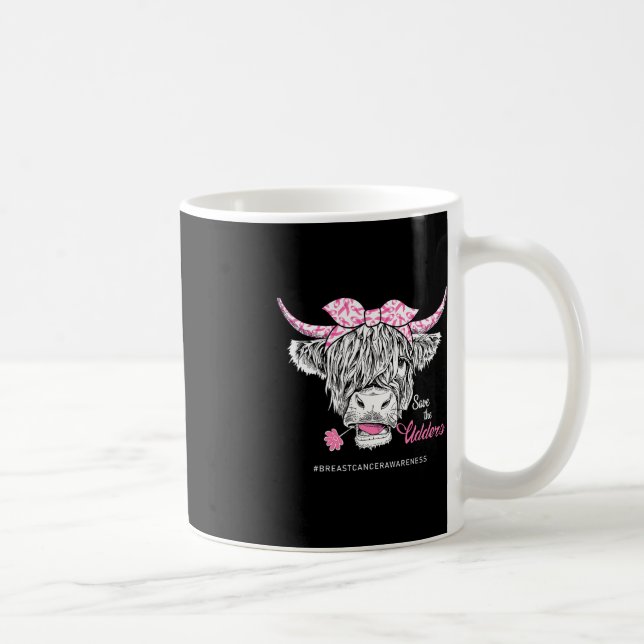Save The Udders Heifer Cow Breast Cancer Awareness Coffee Mug (Right)