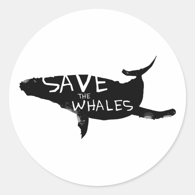 Save the Whales Classic Round Sticker (Front)
